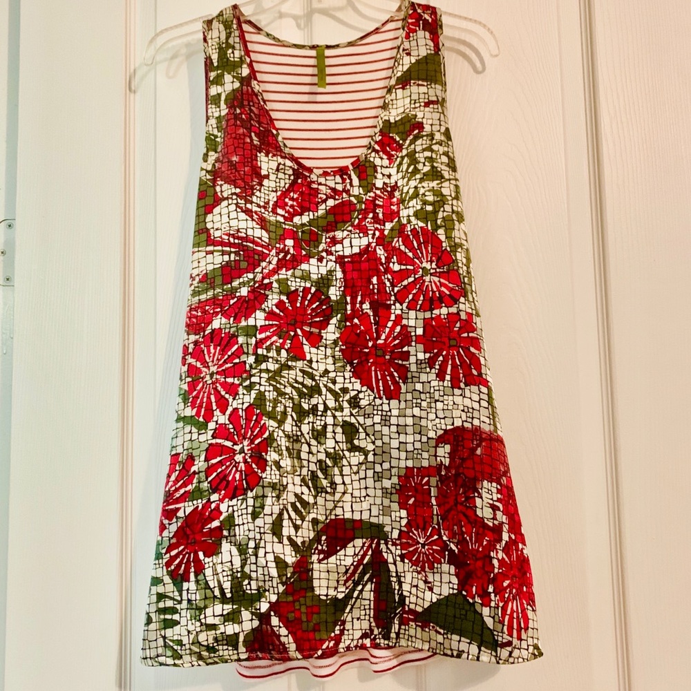 Print front & striped back flowy racer back tank
